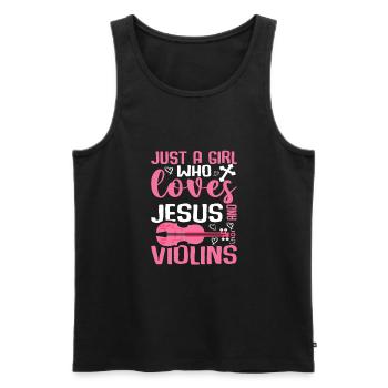 Just A Girl Who Loves Jesus And Violins - Männer Premium Bio Tank Top - Schwarz - Vorne - Michal (187cm)