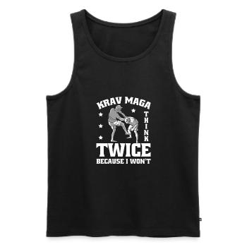 Krav Maga Think Twice Because I Won't - Männer Premium Bio Tank Top - Schwarz - Vorne - Michal (187cm)