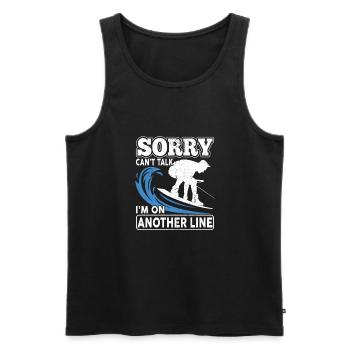 Sorry Can't Talk I'm On Another Line Wakeboarding - Men's Premium Organic Tank Top - black - Front - Michal (187cm)