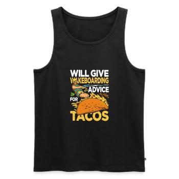 Will Give Wakeboarding Advice For Tacos Funny - Männer Premium Bio Tank Top - Schwarz - Vorne - Michal (187cm)
