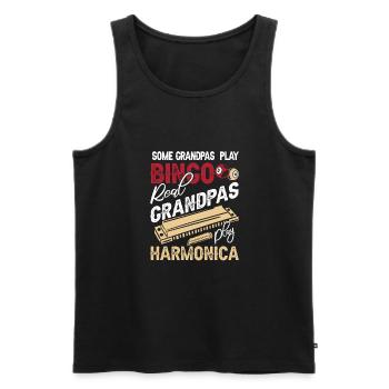 Harmonica Grandpa Funny Harmonica Player - Männer Premium Bio Tank Top - Schwarz - Vorne - Michal (187cm)