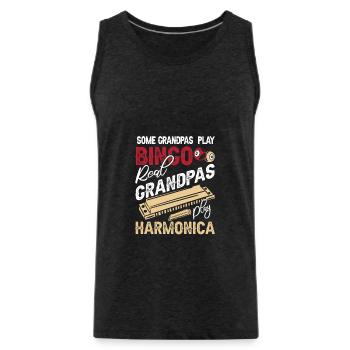 Harmonica Grandpa Funny Harmonica Player - Männer Premium Bio Tank Top - Anthrazit - Vorne - Alexander (188cm)
