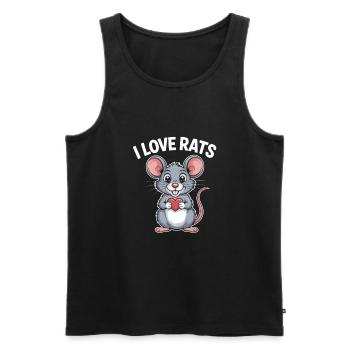 J’aime les rats Graphique de dessin animé mignon pour les amoureux des rats - Débardeur bio Premium Homme - noir - Devant - AI Model Male 178 light (178cm)