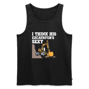 I Think His Excavator Sexy - Men's Premium Organic Tank Top - black - Front - Michal (187cm)