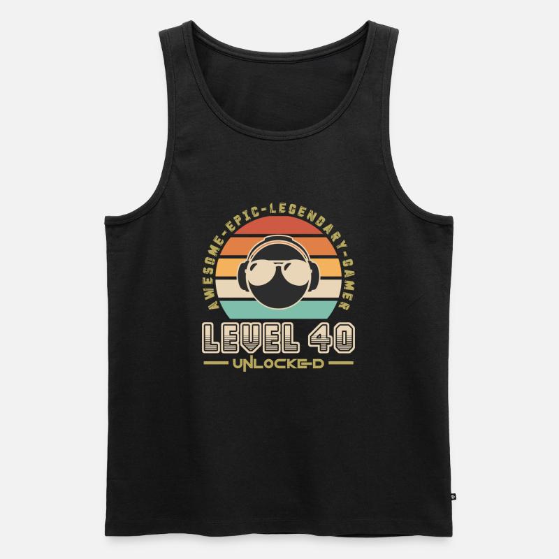 Stufe 40 - Männer Premium Bio Tank Top - Schwarz