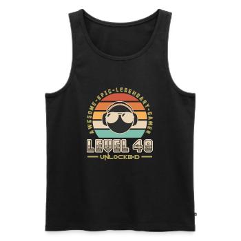 Level 49 - Men's Premium Organic Tank Top - black - Front - AI Model Male 178 light (178cm)