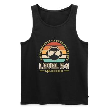 Level 54 - Men's Premium Organic Tank Top - black - Front - AI Model Male 178 light (178cm)