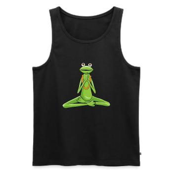 Drôle de Yoga Frog méditant pour se détendre - Débardeur bio Premium Homme - noir - Devant - AI Model Male 178 light (178cm)