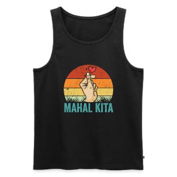 Vintage Mahal Kita Pinoy Finger Heart For Filipino - Men's Premium Organic Tank Top - black - Front - Michal (187cm)