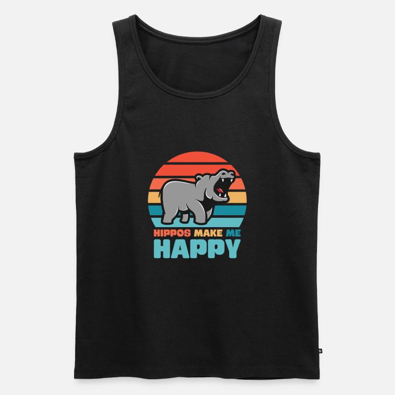 Nilpferd Glück - Männer Premium Bio Tank Top - Schwarz