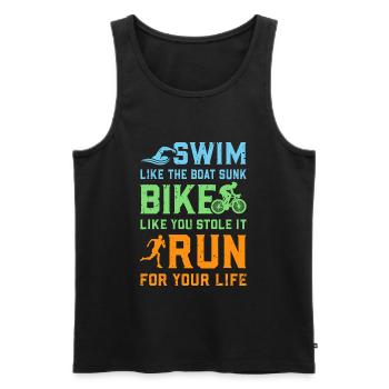 Triathlon - Swim Bike Run - Männer Premium Bio Tank Top - Schwarz - Vorne - AI Model Male 178 light (178cm)