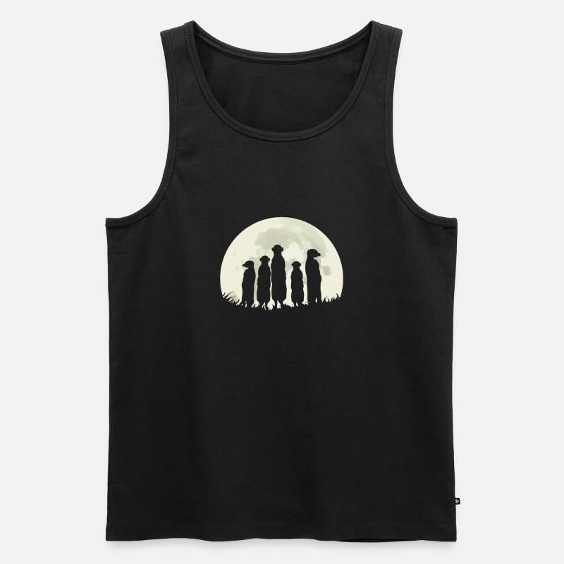Erdmännchen Mond - Männer Premium Bio Tank Top - Schwarz