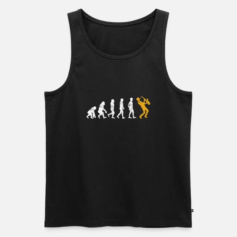 Saxophon Evolution - Männer Premium Bio Tank Top - Schwarz