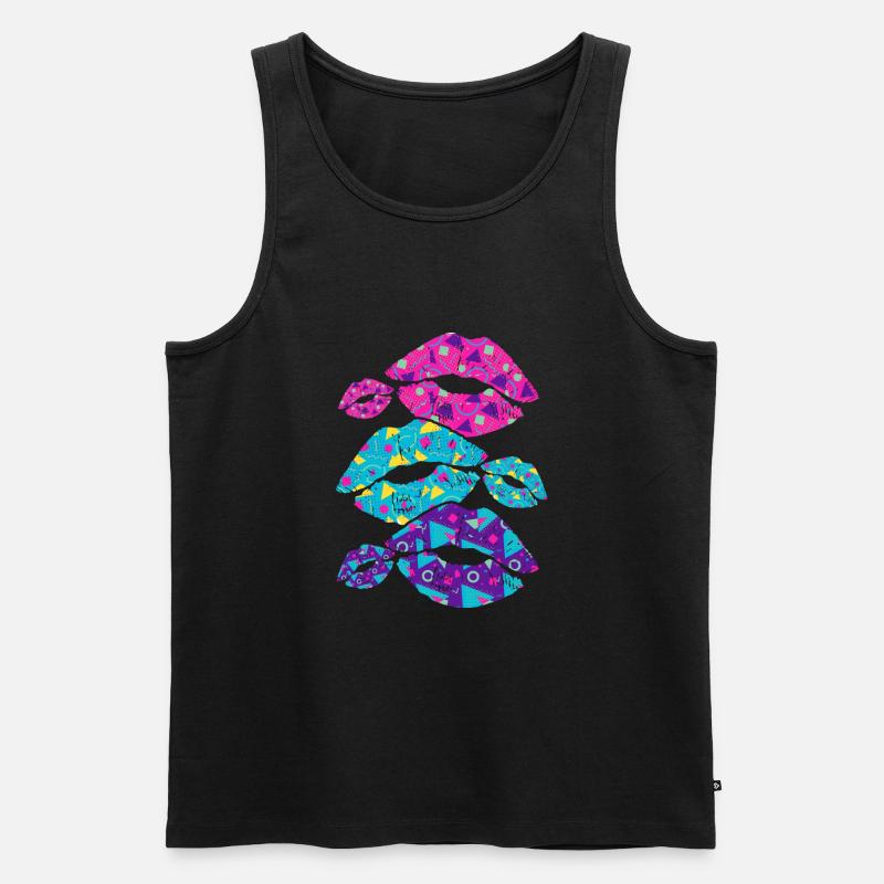 80er Mode - Männer Premium Bio Tank Top - Schwarz