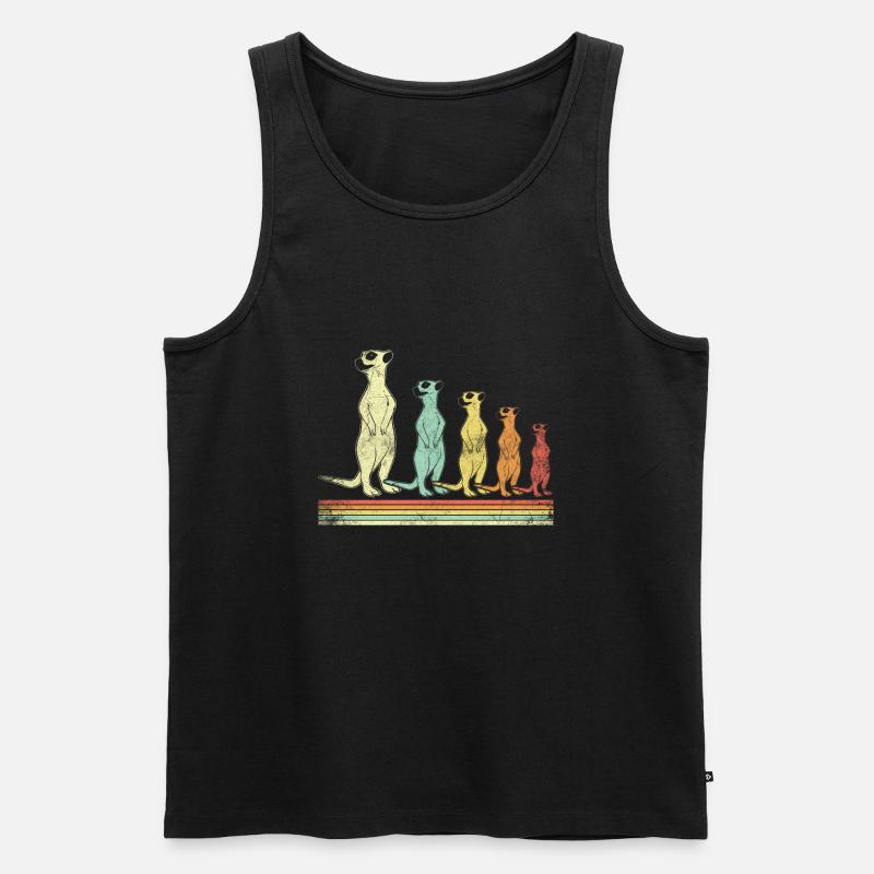 Retro Erdmännchen - Männer Premium Bio Tank Top - Schwarz