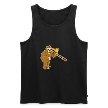 Posaune Faultier Musik - Männer Premium Bio Tank Top - Schwarz - Vorne - Michal (187cm)