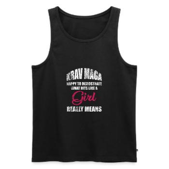 Krav Maga Mädchen - Männer Premium Bio Tank Top - Schwarz - Vorne - Michal (187cm)