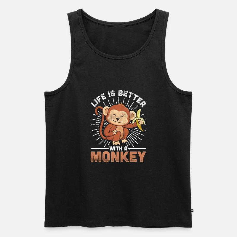 Affe - Männer Premium Bio Tank Top - Schwarz