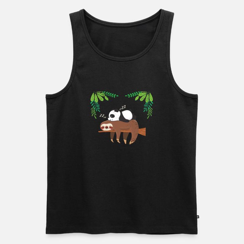 Faultier Panda - Männer Premium Bio Tank Top - Schwarz