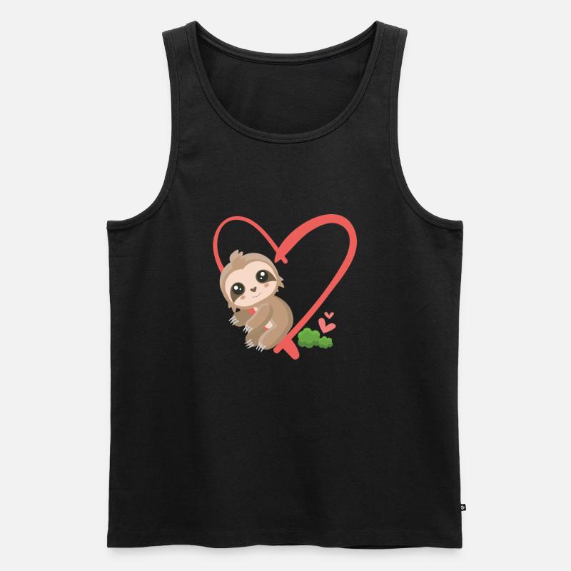 Faultier Liebe Zoo - Männer Premium Bio Tank Top - Schwarz