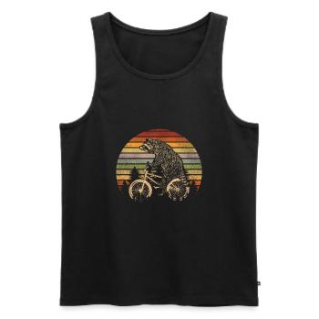 Retro Waschbär Tier - Männer Premium Bio Tank Top - Schwarz - Vorne - Michal (187cm)
