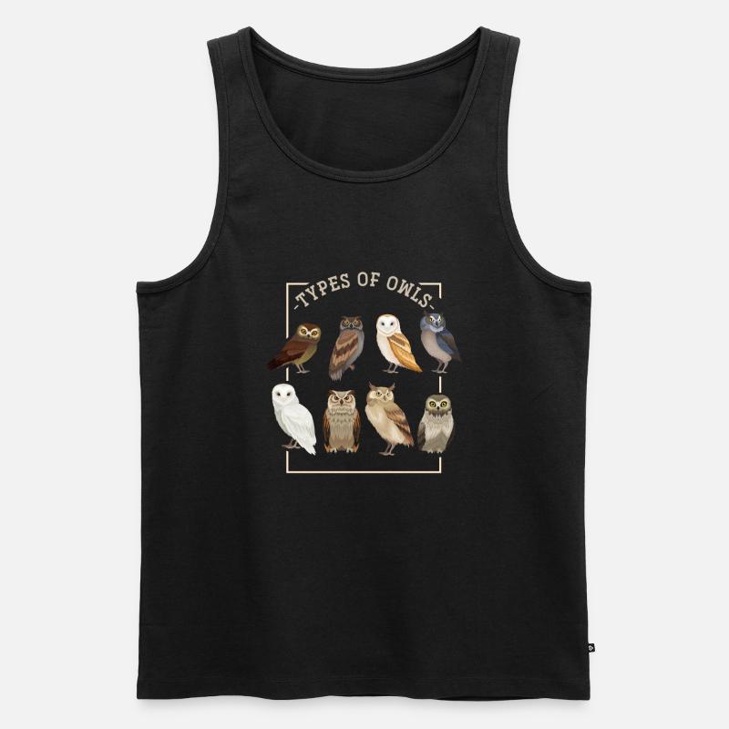 Eule Kauz - Männer Premium Bio Tank Top - Schwarz