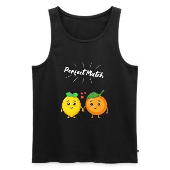Cadeau citron et orange pour les végétaliens et les végétariens - Débardeur bio Premium Homme - noir - Devant - Michal (187cm)