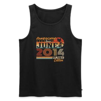 June 2014 Retro Vintage Juni 2014 birthday - Men's Premium Organic Tank Top - black - Front - Michal (187cm)