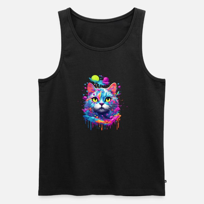 Pop-Art Katze - Männer Premium Bio Tank Top - Schwarz