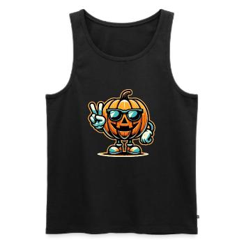 Pumpkin Peace Sign - Men's Premium Organic Tank Top - black - Front - Michal (187cm)