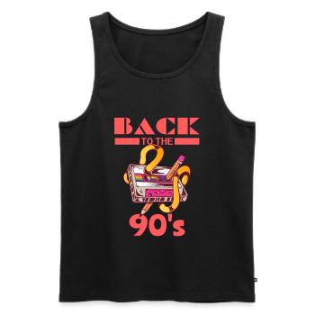 Zurück in die 90er Jahre mit Musikkassette - Männer Premium Bio Tank Top - Schwarz - Vorne - AI Model Male 178 light (178cm)