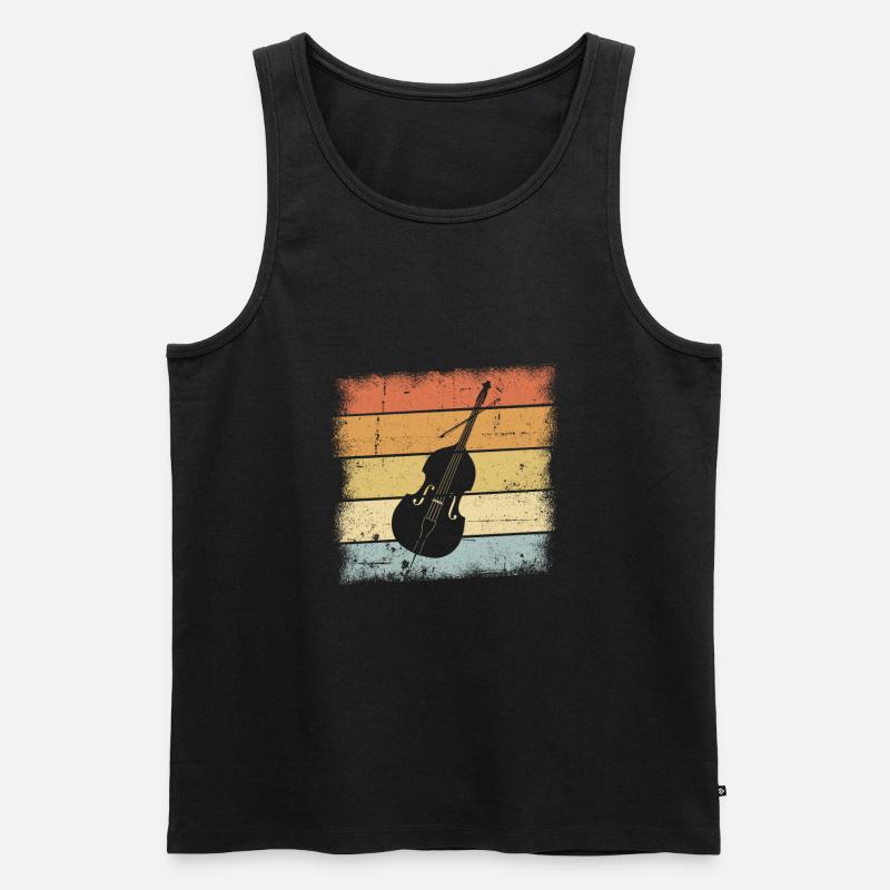 Kontrabass Retro - Männer Premium Bio Tank Top - Schwarz