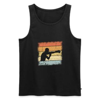 Boxer Retro - Männer Premium Bio Tank Top - Schwarz - Vorne - AI Model Male 178 light (178cm)