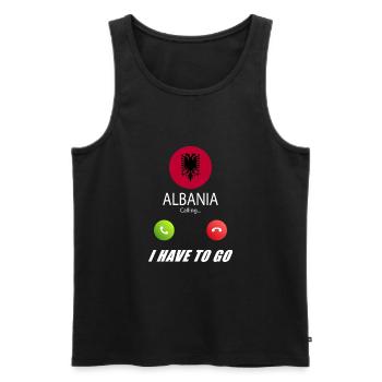 Albania calls lusiger flags slogan - Men's Premium Organic Tank Top - black - Front - AI Model Male 178 light (178cm)
