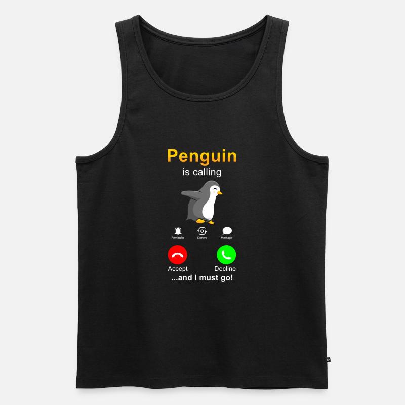 Pinguin is calling - Männer Premium Bio Tank Top - Schwarz