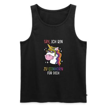 Einhorn Sprüche Einhorn Damen - Männer Premium Bio Tank Top - Schwarz - Vorne - AI Model Male 178 light (178cm)