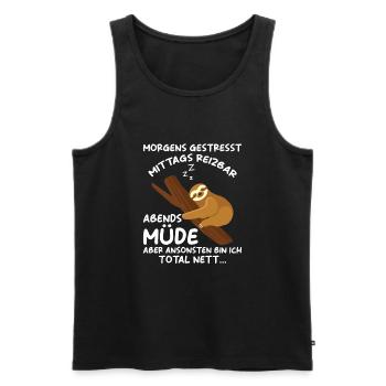 Faultier Geschenk Faultier Sprüche - Männer Premium Bio Tank Top - Schwarz - Vorne - Michal (187cm)