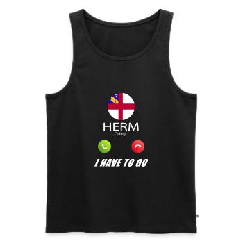 Herm calls lusiger flags saying - Men's Premium Organic Tank Top - black - Front - AI Model Male 178 light (178cm)