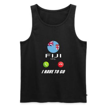 Fiji calls to Lusiger flags saying - Men's Premium Organic Tank Top - black - Front - AI Model Male 178 light (178cm)