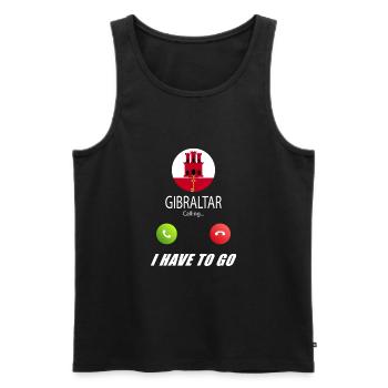 Gibraltar ruft an Lusiger Flaggen Spruch - Männer Premium Bio Tank Top - Schwarz - Vorne - AI Model Male 178 light (178cm)