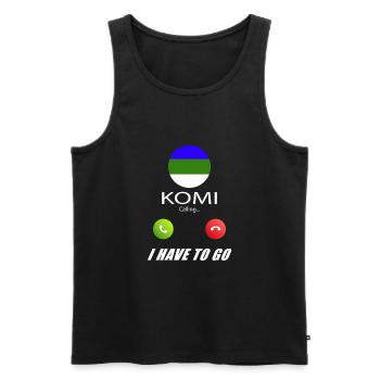 Komi calls to Lusiger flags saying - Men's Premium Organic Tank Top - black - Front - AI Model Male 178 light (178cm)
