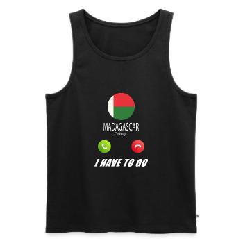 Madagascar appelle les drapeaux lusiger en disant - Débardeur bio Premium Homme - noir - Devant - Michal (187cm)