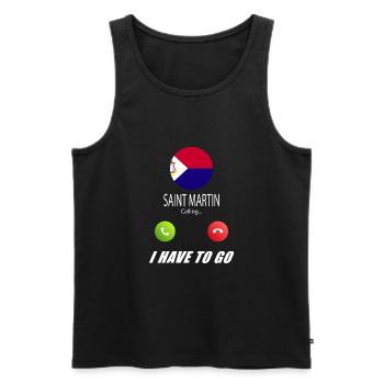St. Martin ruft an Lusiger Flaggen Spruch - Männer Premium Bio Tank Top - Schwarz - Vorne - AI Model Male 178 light (178cm)