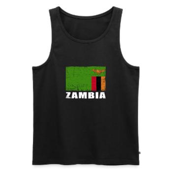Sambia Flagge Grunge Sambia Fahne - Männer Premium Bio Tank Top - Schwarz - Vorne - AI Model Male 178 light (178cm)