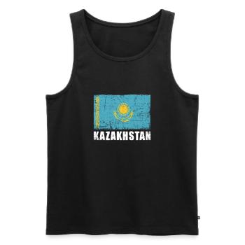 Drapeau du Kazakhstan Grunge Drapeau du Kazakhstan - Débardeur bio Premium Homme - noir - Devant - AI Model Male 178 light (178cm)