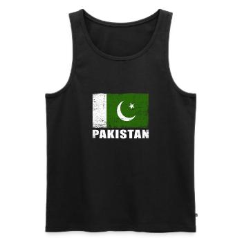 Drapeau du Pakistan Grunge Drapeau du Pakistan - Débardeur bio Premium Homme - noir - Devant - AI Model Male 178 light (178cm)