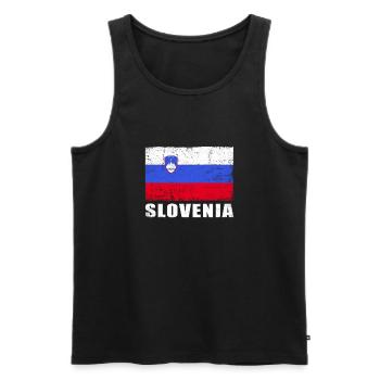 Slovénie Drapeau Grunge Slovénie Drapeau - Débardeur bio Premium Homme - noir - Devant - AI Model Male 178 light (178cm)