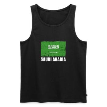 Saudi Arabien Flagge Grunge Saudi Arabien Fahne - Männer Premium Bio Tank Top - Schwarz - Vorne - Michal (187cm)