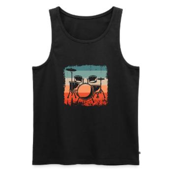 Drummer Retro Drum Kit Drum Silhouette Drummer - Men's Premium Organic Tank Top - black - Front - Michal (187cm)