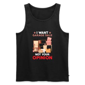 Garage sale slogan - Men's Premium Organic Tank Top - black - Front - AI Model Male 178 light (178cm)